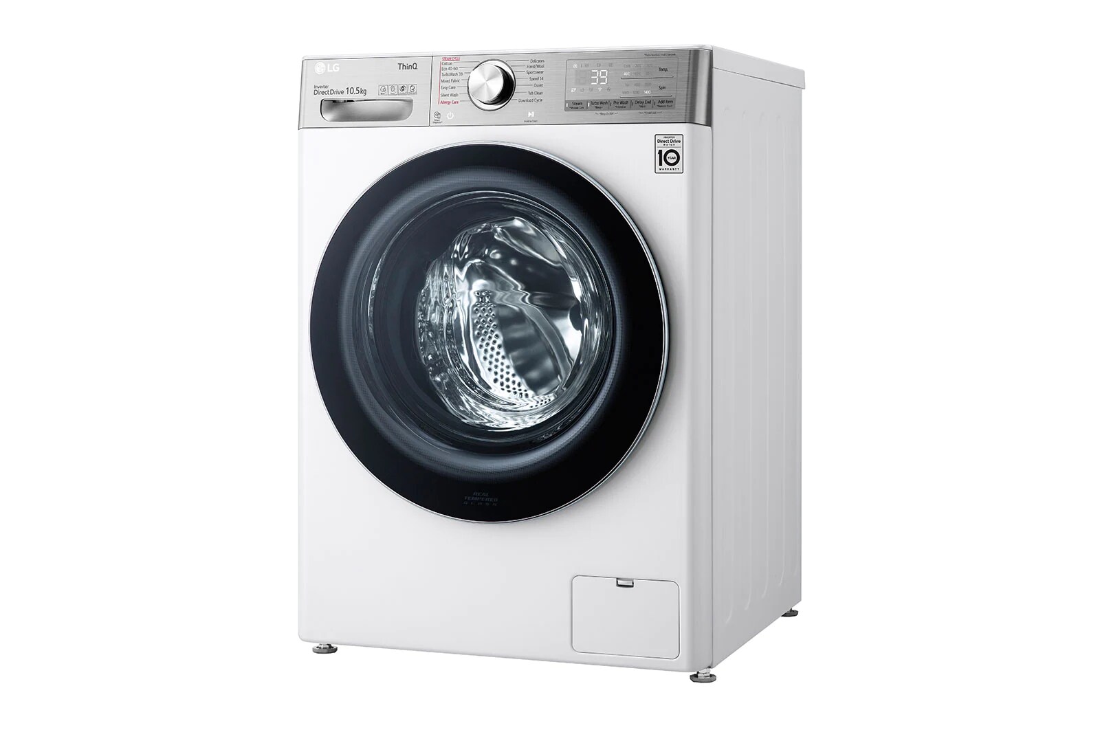LG 10.5 kg Tvättmaskin(Vit) - Steam+, Energiklass A, , TurboWash360™, AI DD™, Smart Diagnosis™ med Wi-Fi, P4AVJS2WE