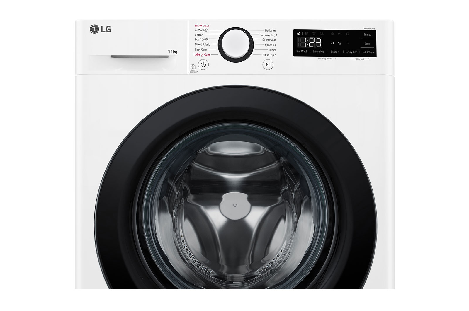 LG 11 kg Tvättmaskin(Vit) - Steam, Energiklass A, TurboWash360™, AI DD™, Smart Diagnosis™, P4Y5EYW6WY