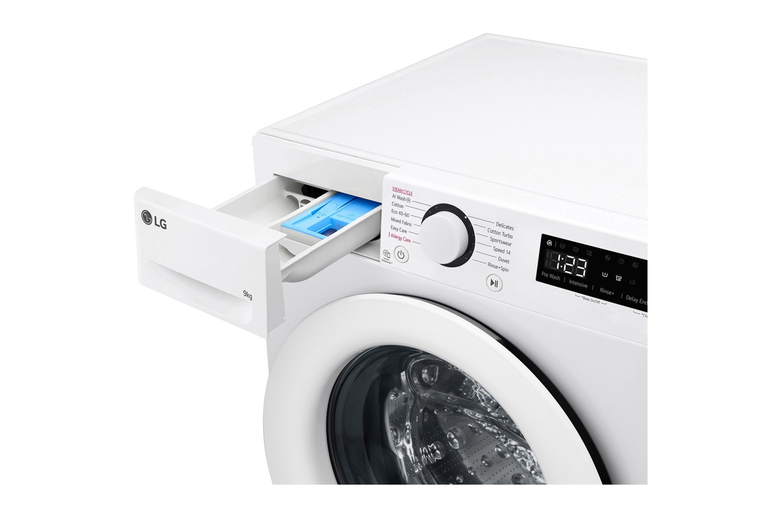 LG 9 kg Tvättmaskin(Vit) - Steam, Energiklass A, AI DD™, Smart Diagnosis™ , P4Y5VYW3W