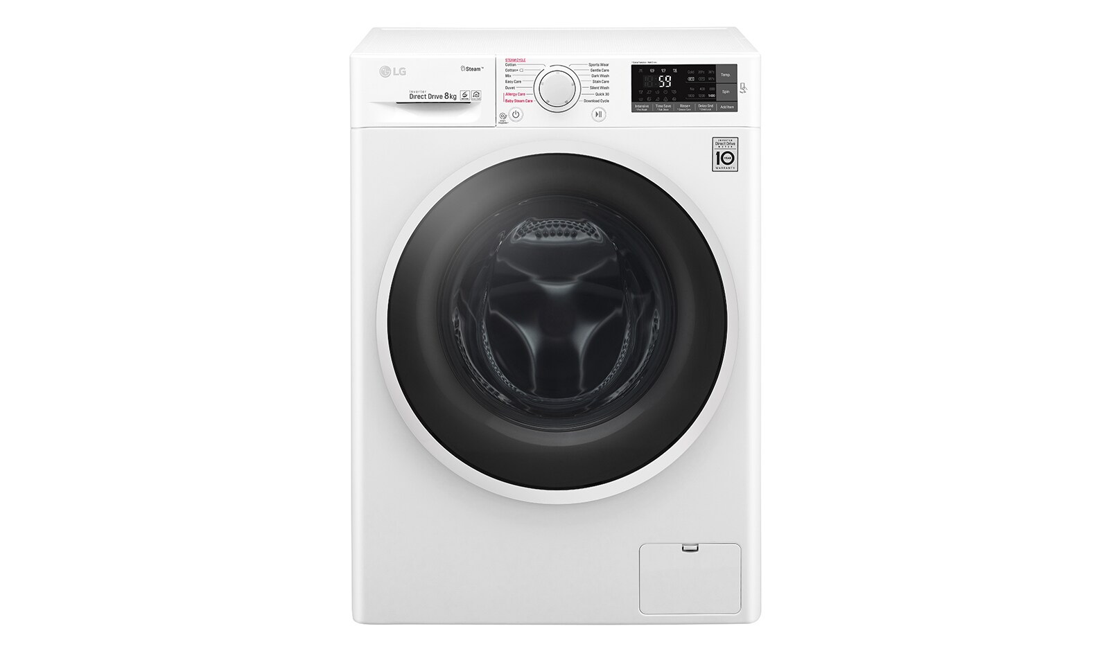 Vy framifrån av 1-8 kg Spa Steam &amp; NFC, 6 Motion Direct Drive tvättmaskin Q5J6TY0W
