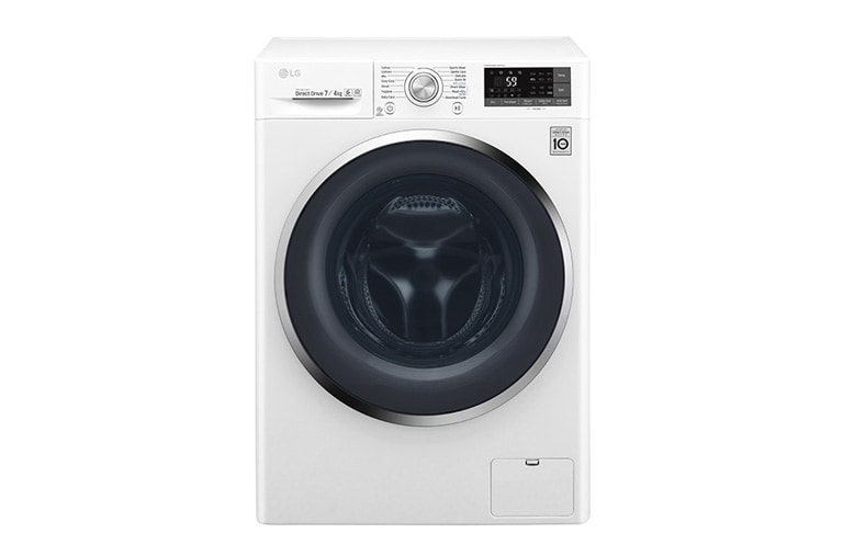 Vy framifrån av 1-7 kg / 1-4 kg 6 Motion Direct Drive Kombinerad tvätt/tork, slim 45cm djup, Wi-Fi &amp; energiklass B W3J7HM2W