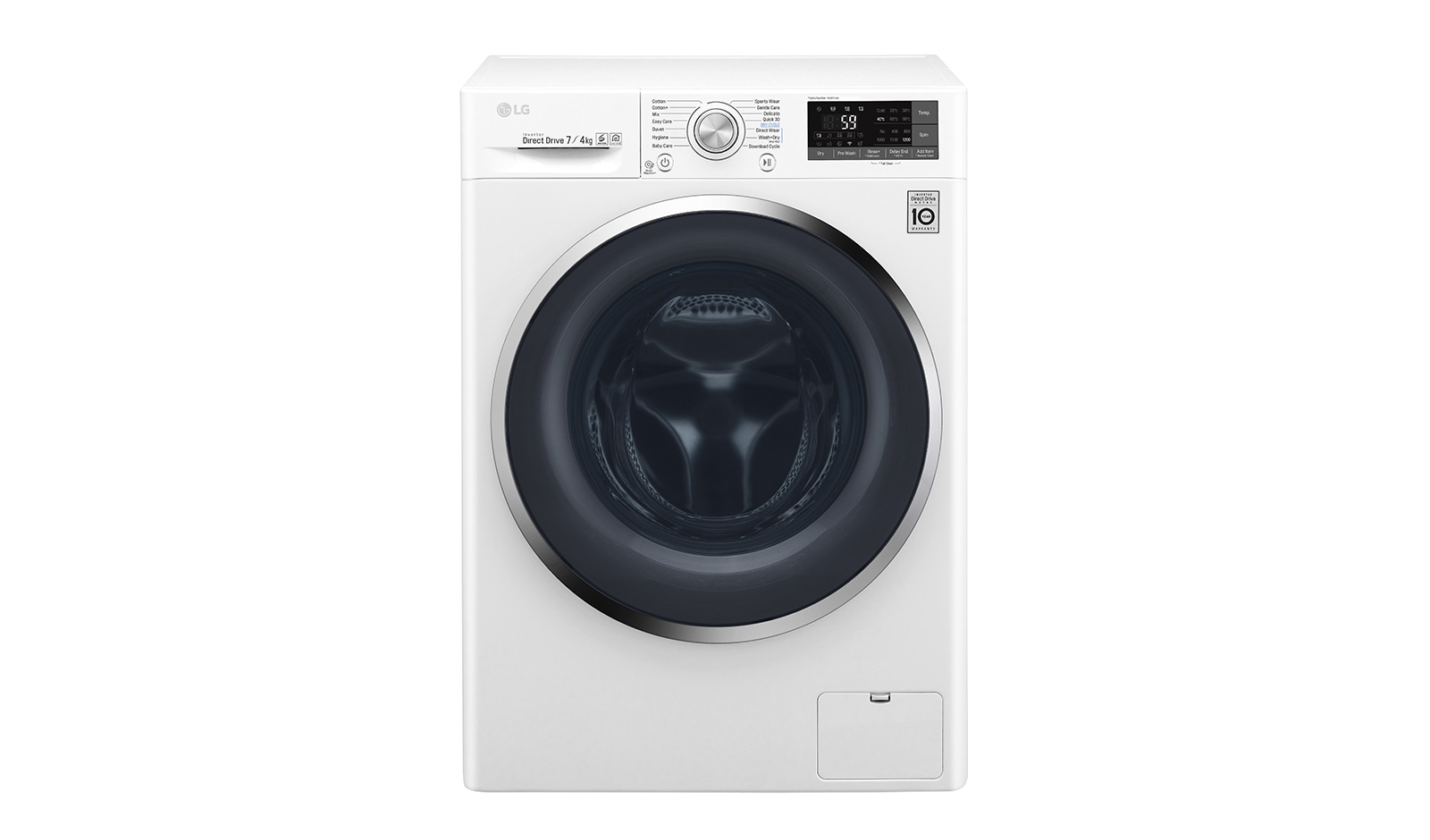 Vy framifrån av 1-7 kg / 1-4 kg 6 Motion Direct Drive Kombinerad tvätt/tork, slim 45cm djup, Wi-Fi &amp; energiklass B W3J7HM2W