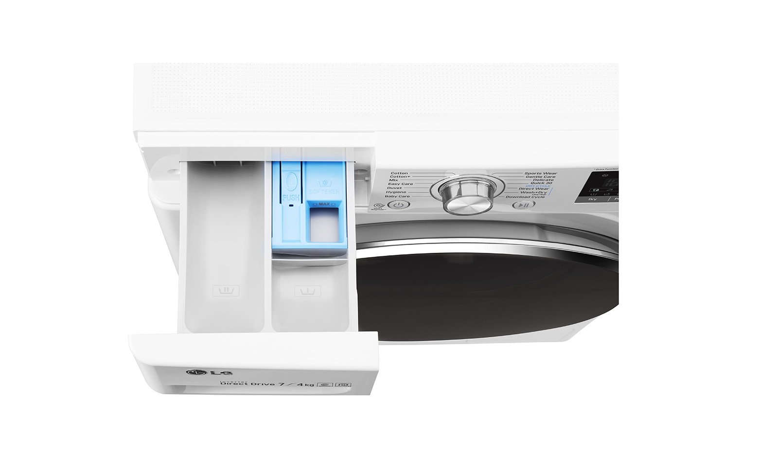 LG 1-7 kg / 1-4 kg 6 Motion Direct Drive Kombinerad tvätt/tork, slim 45cm djup, Wi-Fi & energiklass B, W3J7HM2W