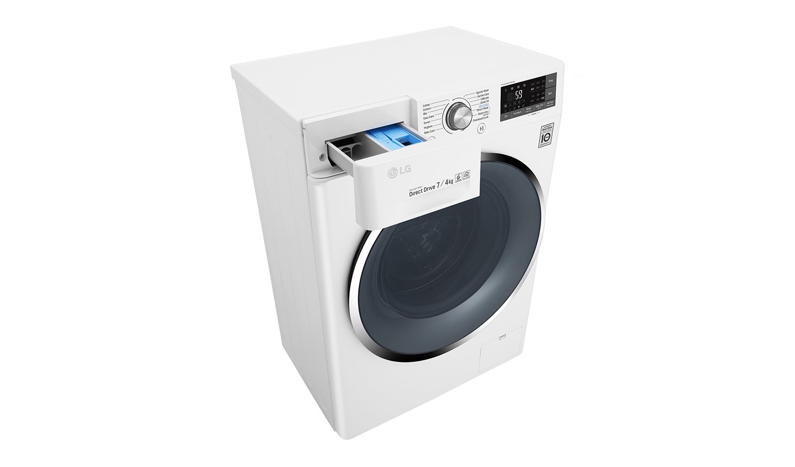 LG 1-7 kg / 1-4 kg 6 Motion Direct Drive Kombinerad tvätt/tork, slim 45cm djup, Wi-Fi & energiklass B, W3J7HM2W