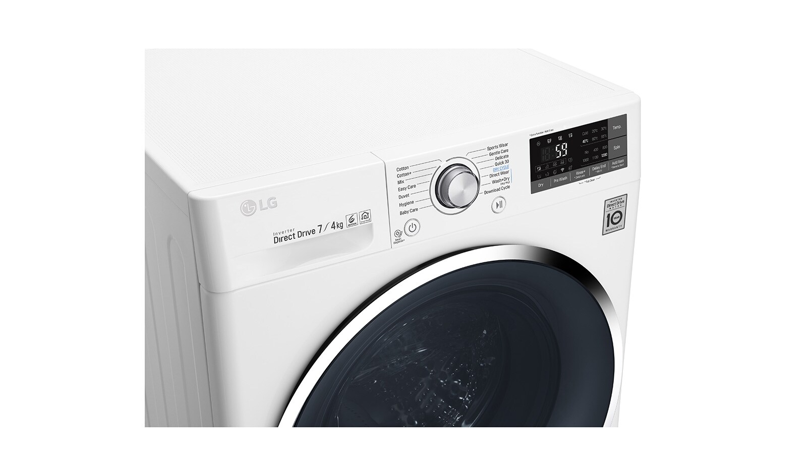 LG 1-7 kg / 1-4 kg 6 Motion Direct Drive Kombinerad tvätt/tork, slim 45cm djup, Wi-Fi & energiklass B, W3J7HM2W