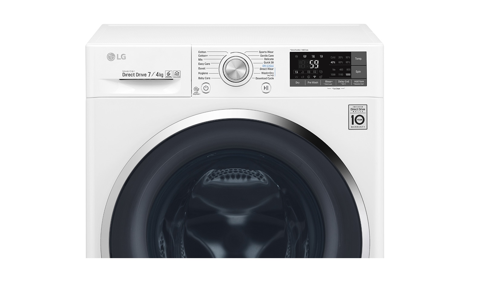 LG 1-7 kg / 1-4 kg 6 Motion Direct Drive Kombinerad tvätt/tork, slim 45cm djup, Wi-Fi & energiklass B, W3J7HM2W