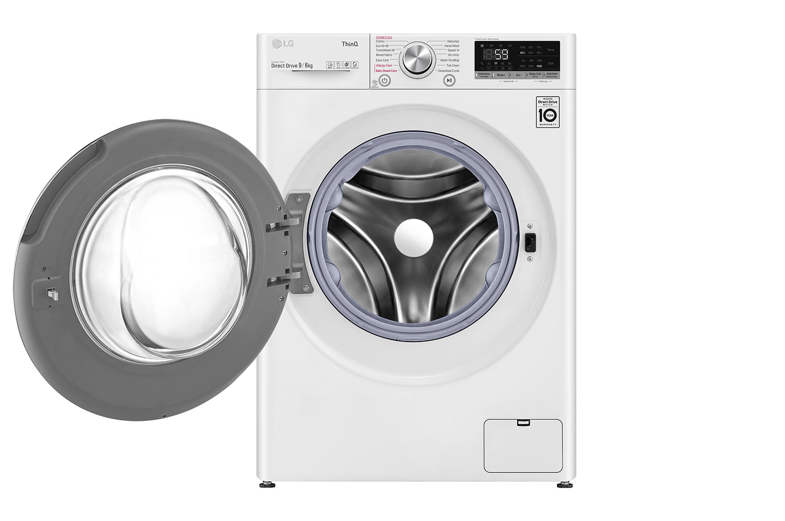 LG 9 kg / 6 kg Tvättmaskin/Torktumlare(Vit) - Steam, Energiklass E, TurboWash™, AI DD™, Smart Diagnosis™ med Wi-Fi, W4DV709H1W
