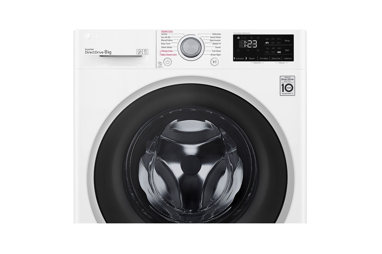 LG 8 kg Tvättmaskin(Vit) - Steam, Energiklass C, AI DD™, Smart Diagnosis™ , W4WV408S1WE