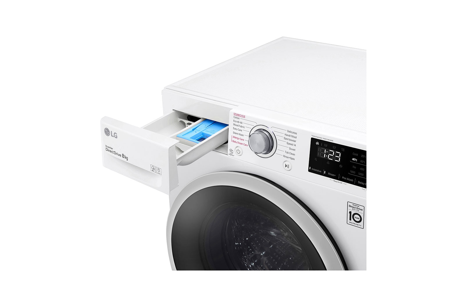 LG 8 kg Tvättmaskin(Vit) - Steam, Energiklass C, AI DD™, Smart Diagnosis™ , W4WV408S1WE