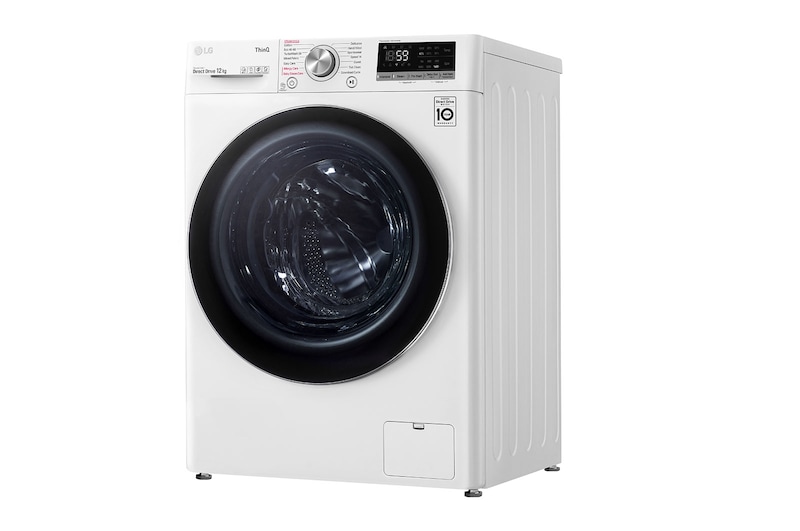 LG 12 kg Tvättmaskin(Vit) - Steam, Energiklass B, TurboWash™, AI DD™, Smart Diagnosis™ med Wi-Fi, W4WV712S1W