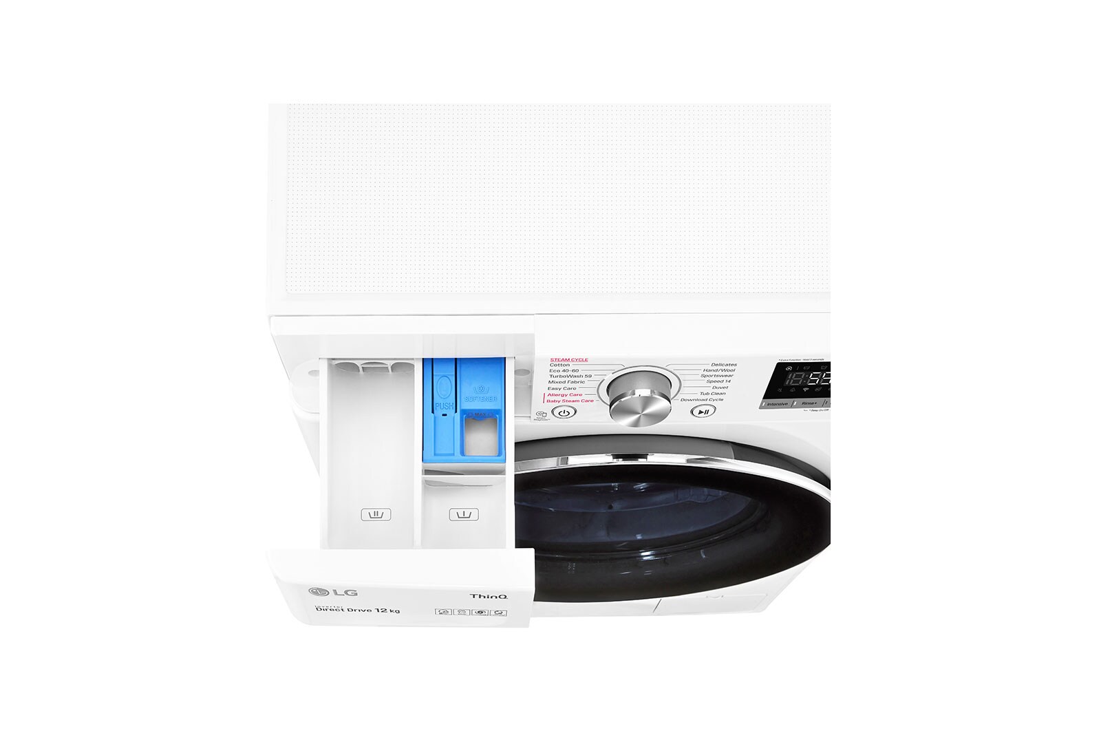 LG 12 kg Tvättmaskin(Vit) - Steam, Energiklass B, TurboWash™, AI DD™, Smart Diagnosis™ med Wi-Fi, W4WV712S1W
