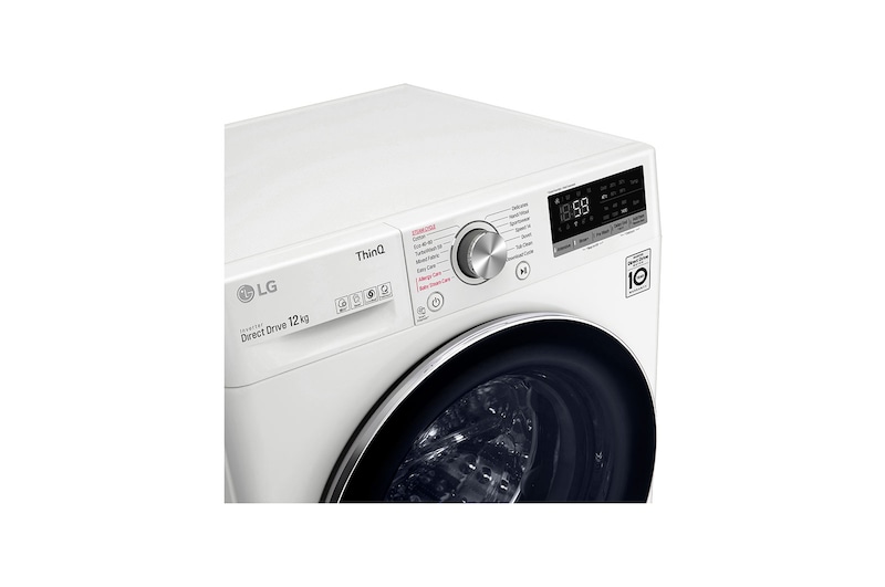 LG 12 kg Tvättmaskin(Vit) - Steam, Energiklass B, TurboWash™, AI DD™, Smart Diagnosis™ med Wi-Fi, W4WV712S1W