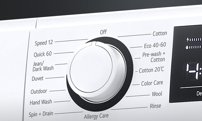 This is a zoomed-in washing machine panel.