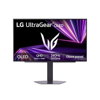 Vy framifrån av LG UltraGear™ GX7 27 tum 240 Hz OLED QHD-spelskärm |27GX704A | DisplayHDR™ True Black 400, 0,03 ms (GtG), Bländningspanel 27GX704A-B