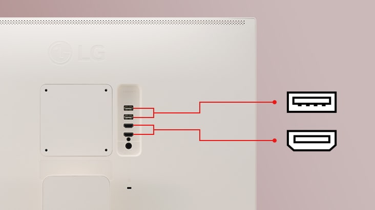 Vår smarta bildskärm har två USB- och två HDMI-portar.