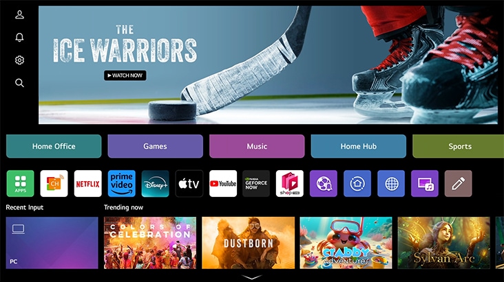 Den här animeringen visar den LG Switch-app som används.	