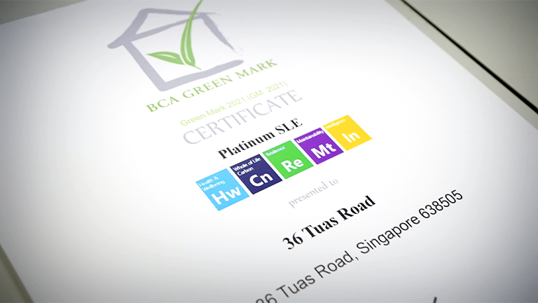36 Tuas Road BCA Green Mark Certificate