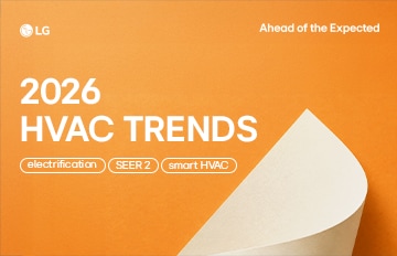 LG HVAC blog cover featuring HVAC trends including 3 keywords of electrification, refrigerants and smart systems.