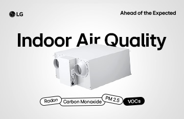 LG HVAC blog cover indicating IAQ equipment with several factors listed below the embolden text of 'Indoor Air Quality'.