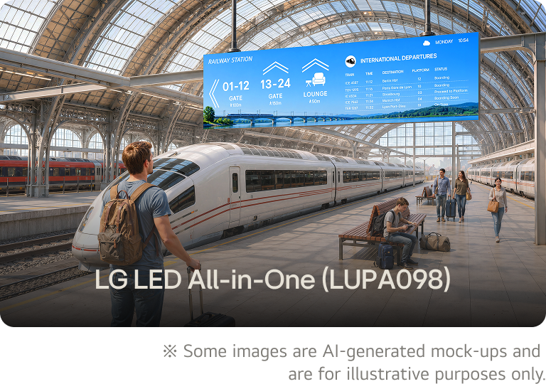 Showing LG LED All-in-One(LUPA098) installed in railway station