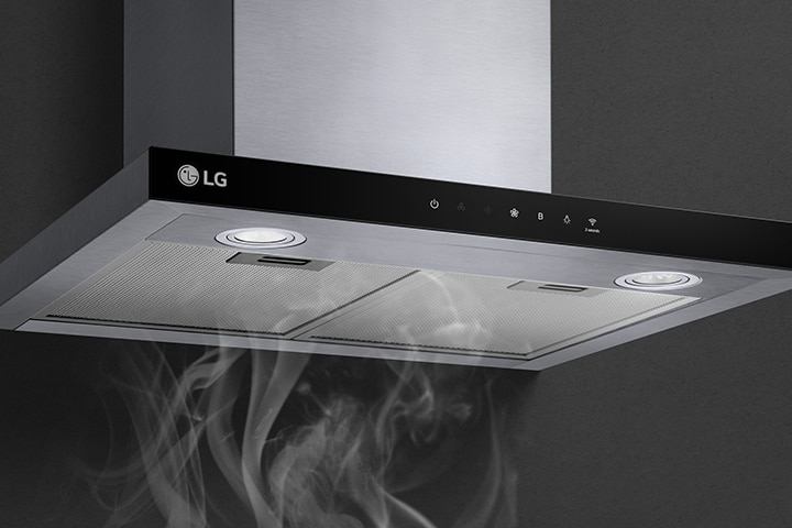 This is an image where smoke is strongly sucked into the hood.