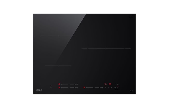 Front view of 24in LG induction Black with Hood paring, Easy Control, Large burner. ({Sales Model Code})