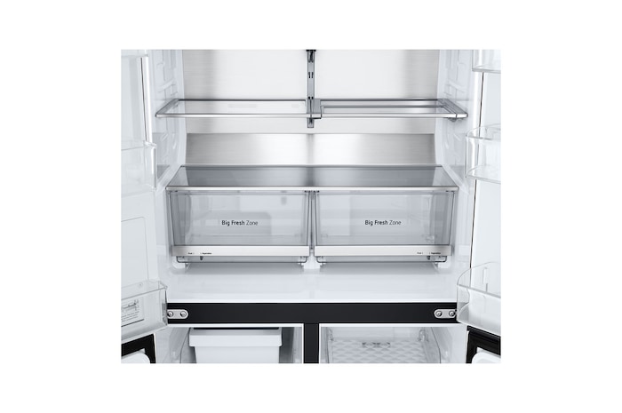 LG InstaView refrigerator glass panel lighting up when tapped demonstrating knock-to-view feature