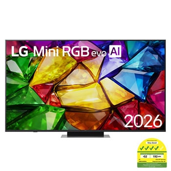 Front view of 65 inch LG Mini RGB evo AI MRGB86 4K Smart TV  2026 65MRGB86BSA
