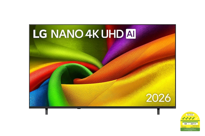 Front view of 75 Inch LG NANO 4K UHD AI NU85 Smart TV 2026 75NU855BPSA