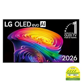 Front view of 77 inch LG OLED evo AI C6 4K Smart TV 2026 OLED77C6PSA