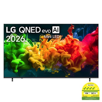 Front view of 85 inch LG QNED evo AI QNED80 Mini LED 4K Smart TV 2026 85QNED80BSA