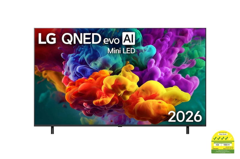 Front view of 65 inch LG QNED evo AI QNED86 Mini LED 4K Smart TV 2026 65QNED86BSA