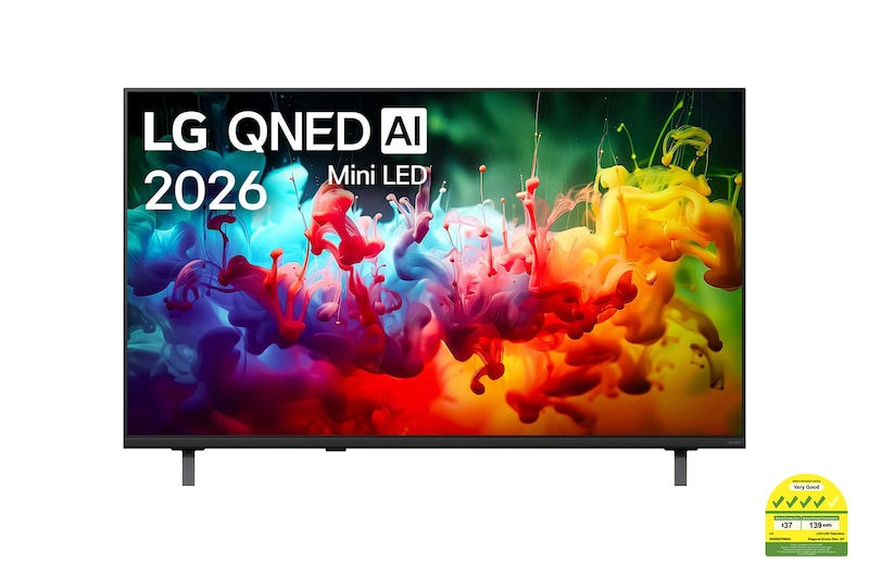 Front view of 50 inch LG QNED AI QNED70 Mini LED 4K Smart TV 2026 50QNED70BSA