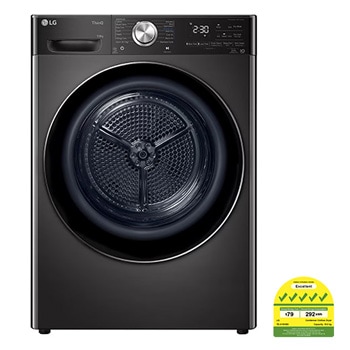 Front view of LG 10kg Dual Inverter Heat Pump Dryer in Black Steel TD-H10VBD
