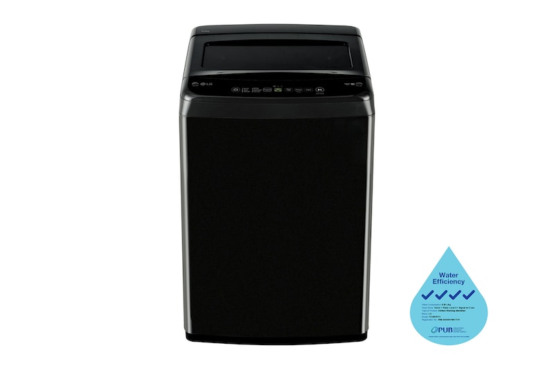 Front view of 8KG, Top Load Washing Machine, Smart Inverter Control in Onxy Black T2108VBTO