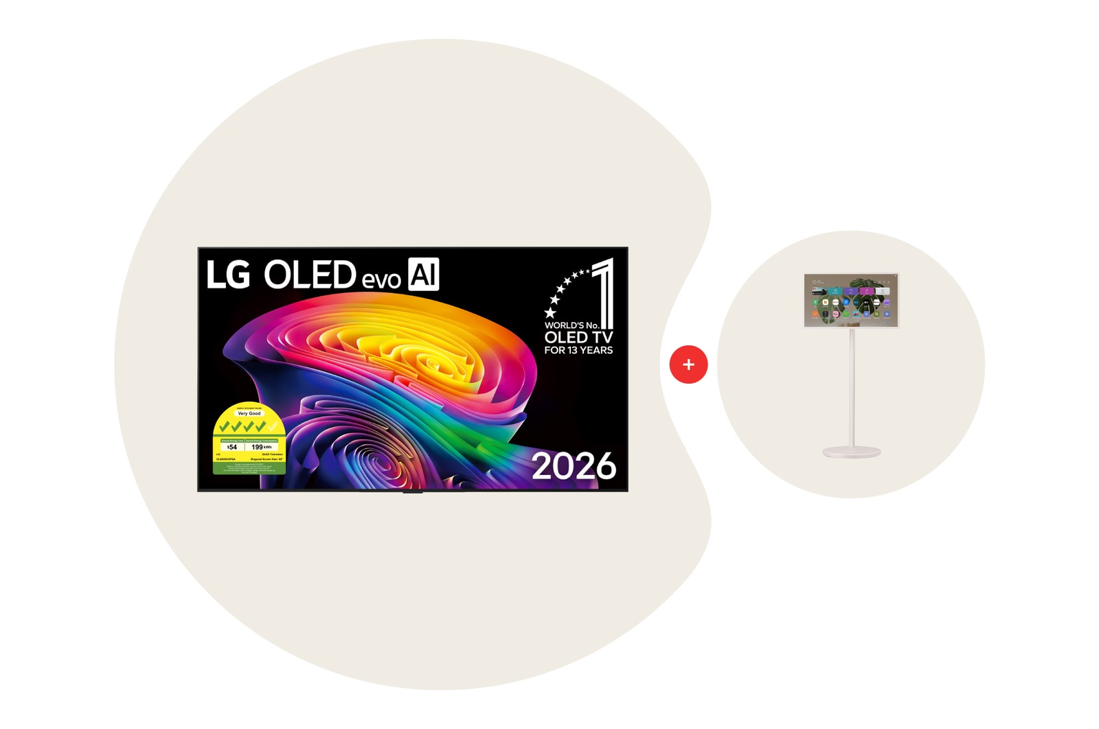 65 inch LG OLED evo AI C6 4K Smart TV Bundle with 27 inch LG