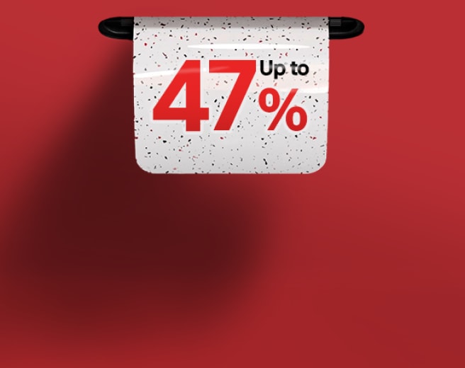 LG Member Days banner showing a hanging sign with 'Up to 47%' on a red background. 