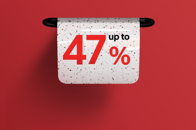 LG Member Days banner showing a hanging sign with 'Up to 47%' on a red background. 