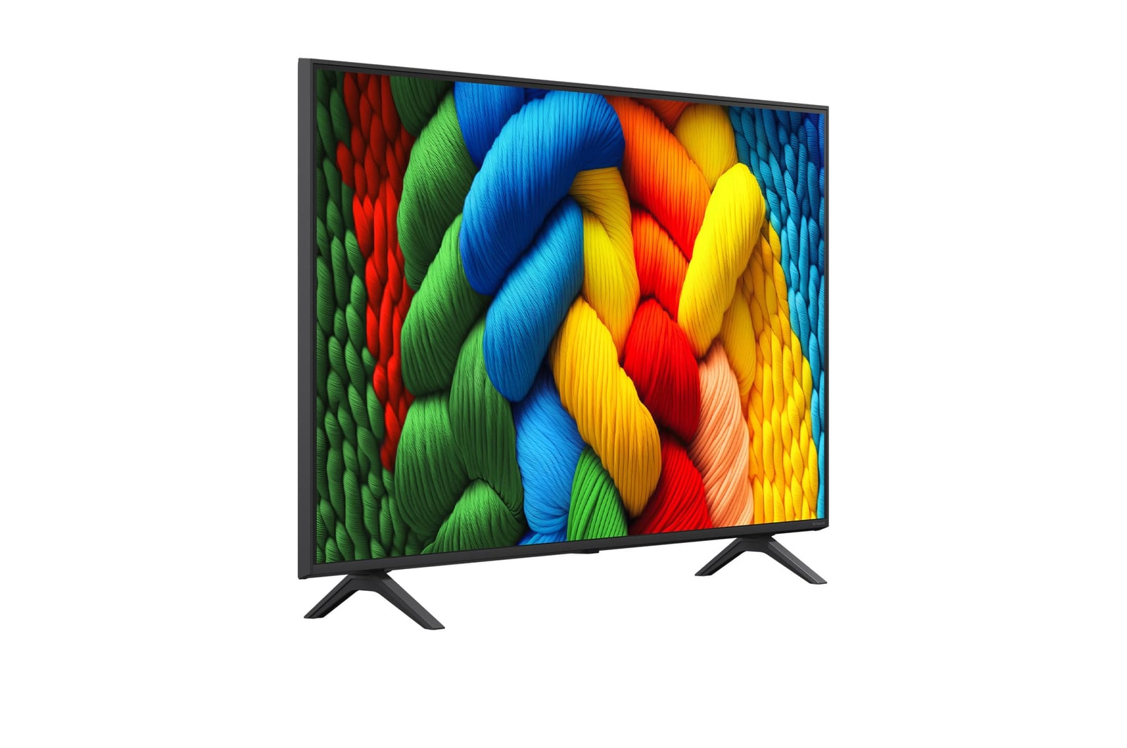 Slightly-angled right-facing side view of LG NanoCell NANO80 TV.