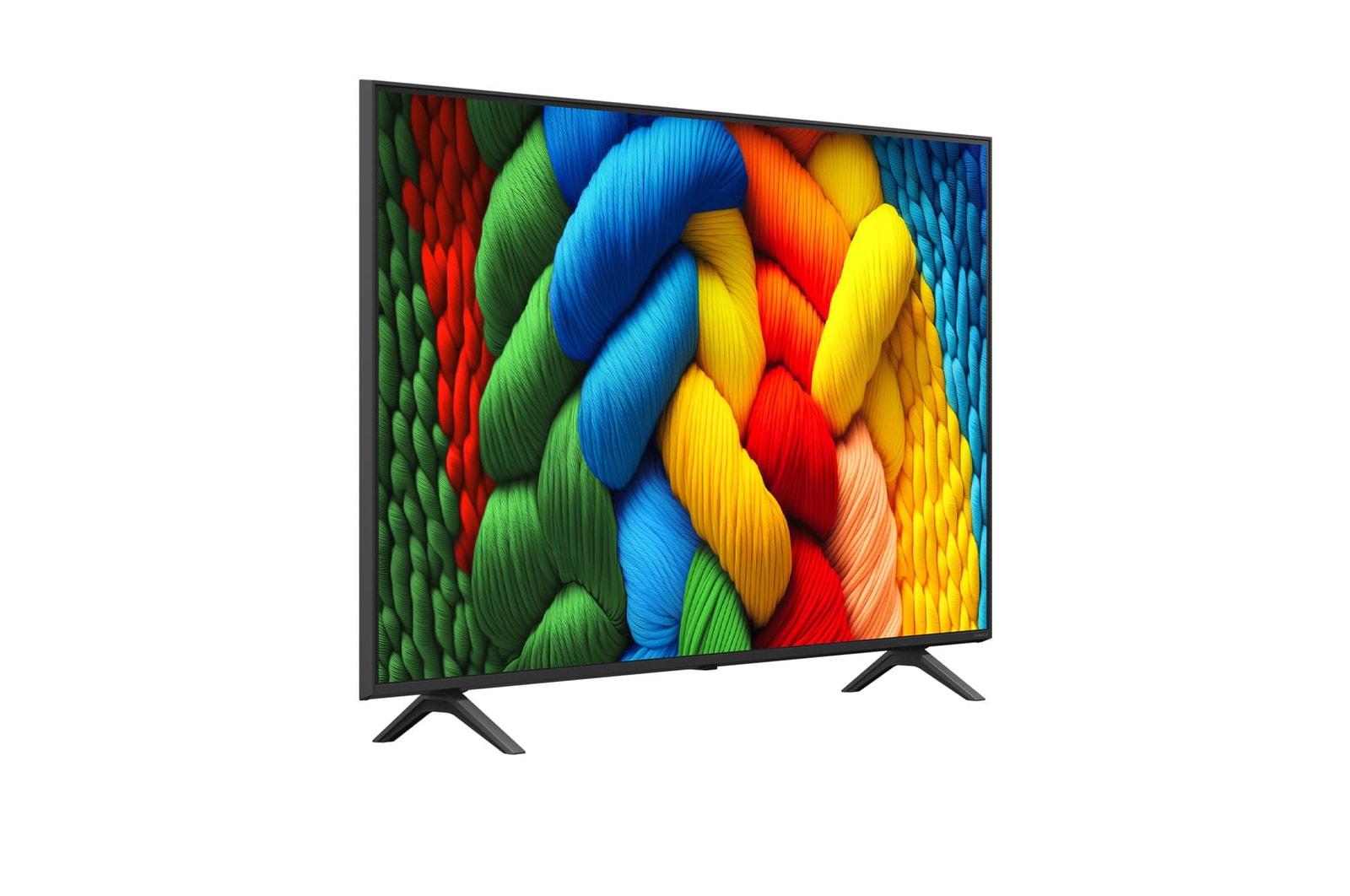 Slightly-angled right-facing side view of LG NanoCell NANO80 TV.