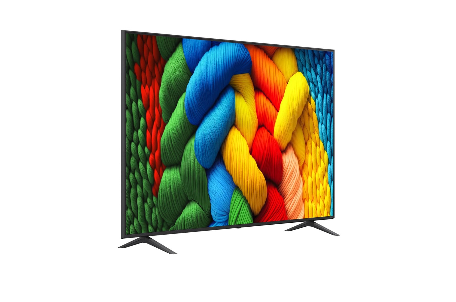 Slightly-angled right-facing side view of LG NanoCell NANO80 TV.