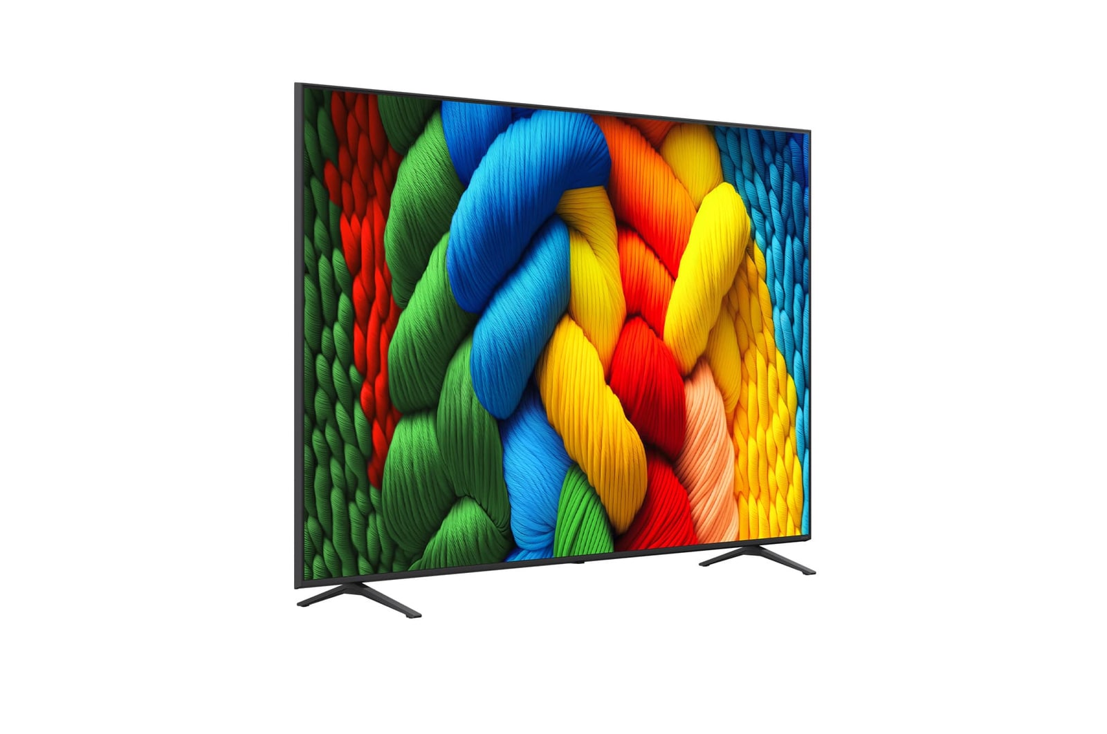 Slightly-angled right-facing side view of LG NanoCell NANO80 TV.