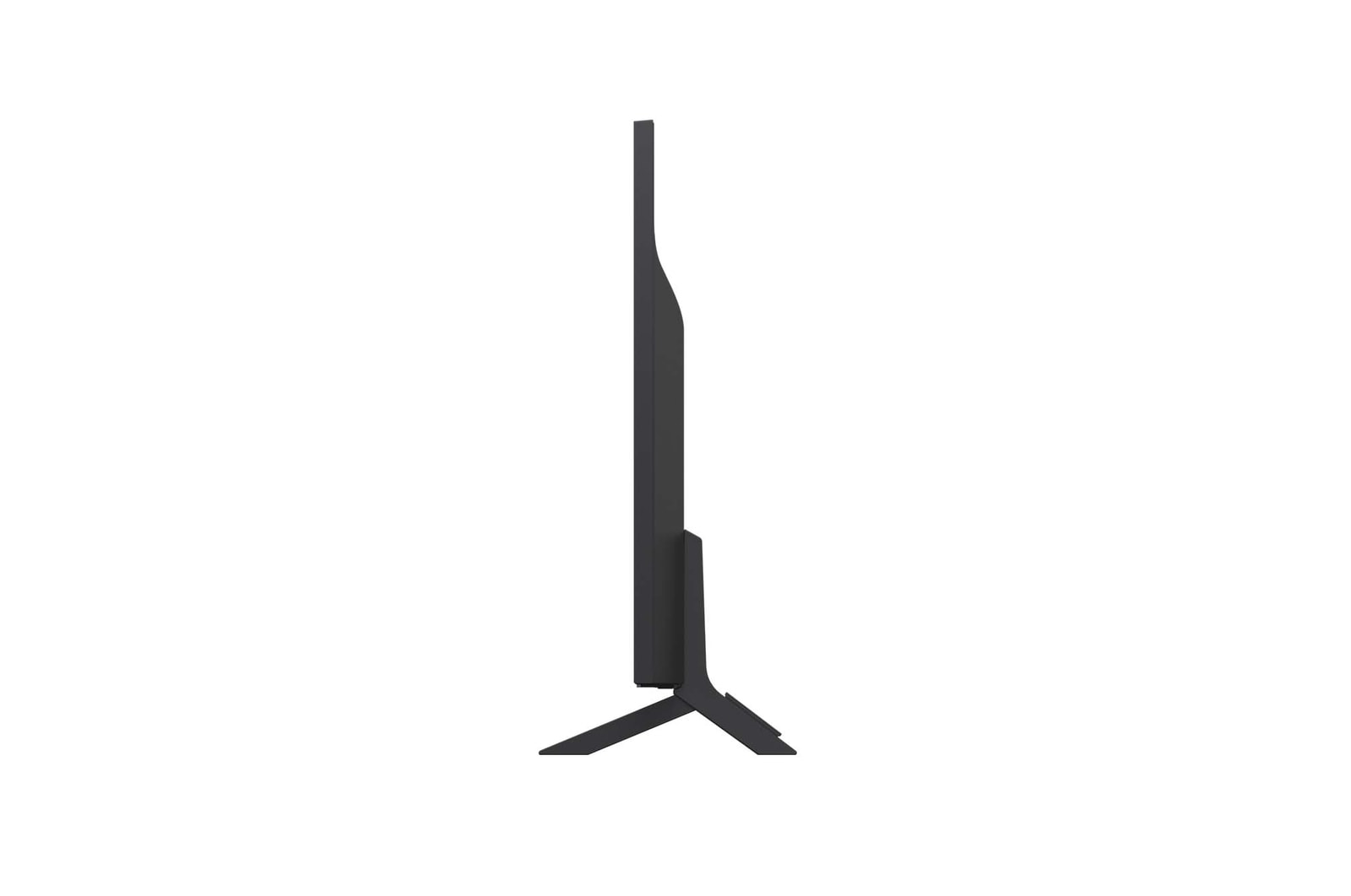 Front view and side view of LG QNED82 AI 4K Smart TV showing its length, width, height, and depth dimensions.
