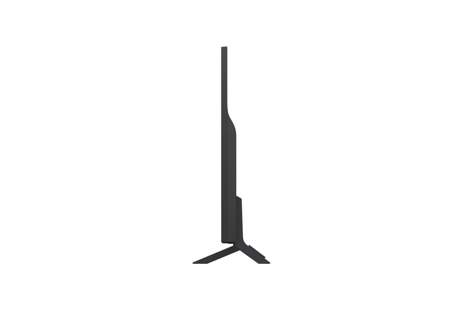 Front view and side view of LG QNED82 AI 4K Smart TV showing its length, width, height, and depth dimensions.