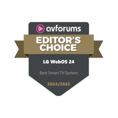 AVForums Editor's Choice logo for LG webOS 24 as Best Smart TV System 2024/2025. 