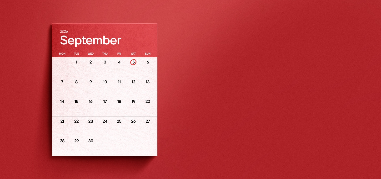 Quiz section image for LG Member Days 2026. A calendar highlights September 5th, and the question asks users to guess the start date of this year's event.