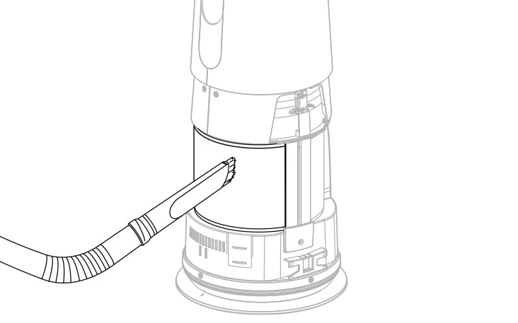 Remove particles off of the ultra fine filter with a vacuum cleaner or a soft brush