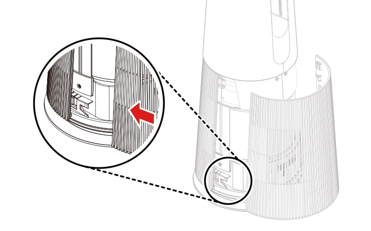 Insert the fi xing part on both sides at the bottom of the cover into the fi xing groove in the bottom of the product and then close the cover