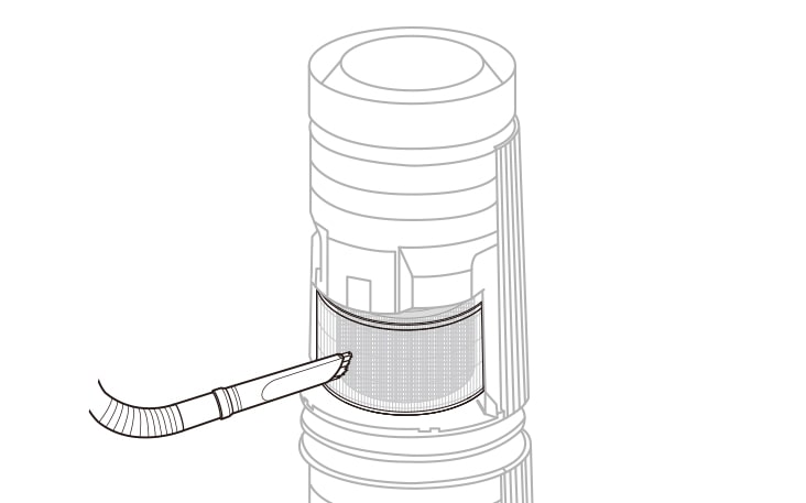 Remove particles off of the ultra fine filter with a vacuum cleaner or a soft brush