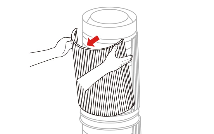 Hold the top end of the front cover of the product with the LG logo and pull it slightly to achieve separation
